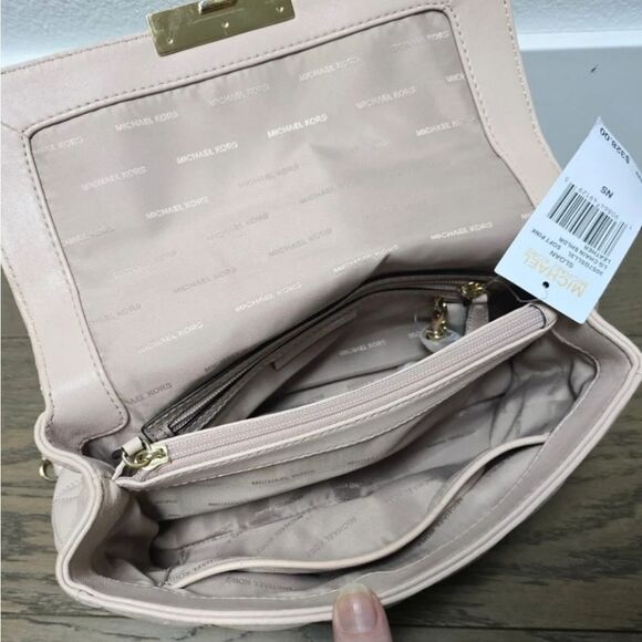 Michael Kors Sloan Large Quilted Chain Convertible Bag in Soft Pink - Picture 9 of 13